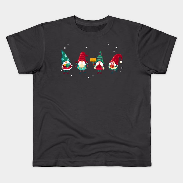 Hand drawn cute christmas gnomes Kids T-Shirt by kameleon